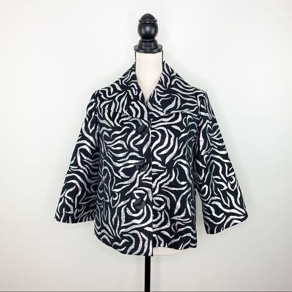 Laura Ashley Petite Black/Metallic Silver Cropped Evening Jacket - Picture 1 of 15